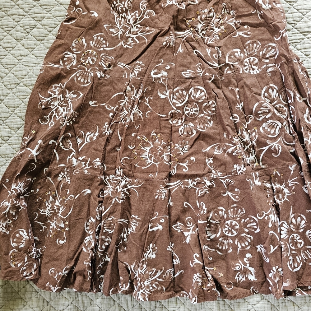 George Skirt Size 12 Aline Brown White Floral Sweet Skirt EUC - Picture 4 of 7